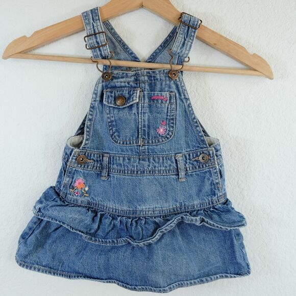 Oshkosh B'gosh Shortall Skirt Baby Sz 24 months‎ Skirt Embroidered Ruffles - Picture 1 of 8